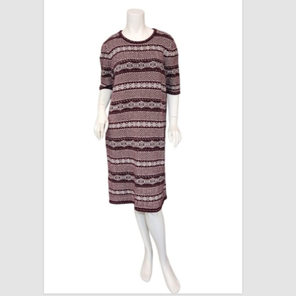 LRL Ralph Lauren Wool Cashmere Fair Isle Sweater Luxury Knit Short Sleeve Dress